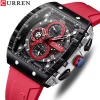 CURREN 8442 Multi-function Chronograph Men Watch For Men -Red