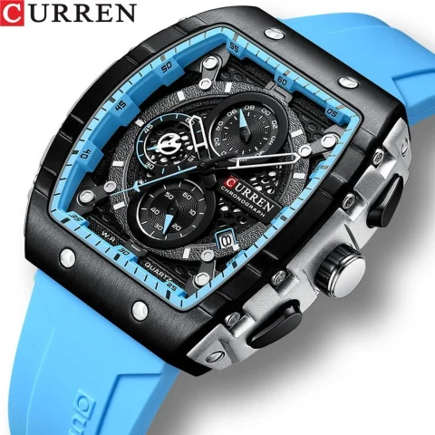 CURREN 8442 Multi-function Chronograph Men Watch- Sky Blue
