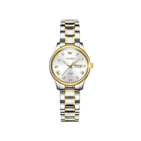 OLEVS 5563 Watch For Woman –Golden Silver and White