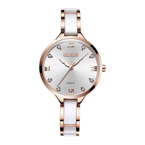 OLEVS 5872 Orginal Ceramic Watches For Woman-White
