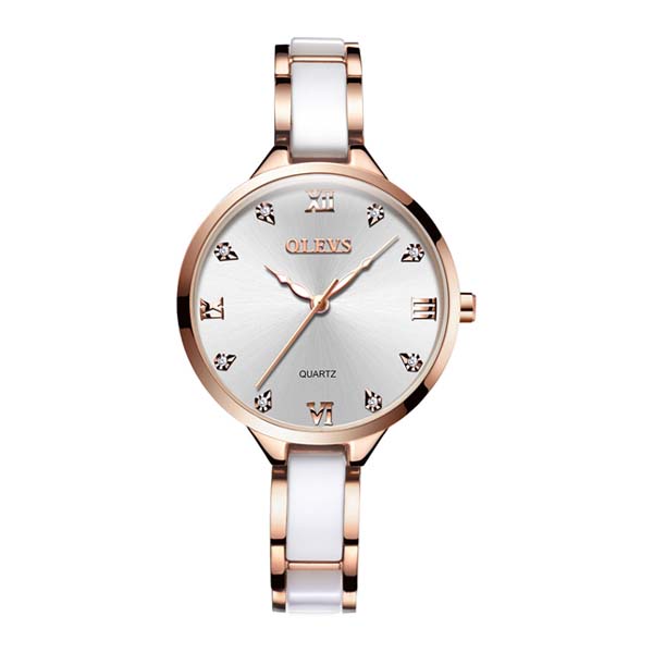 OLEVS 5872 Orginal Ceramic Watches For Woman-White
