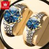 Olevs 3620 Watch For Couple – Golden Silver and Blue