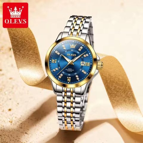 Olevs 3620 Watch For Woman –Golden Silver and Blue
