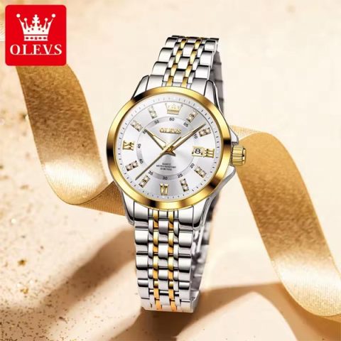 Olevs 3620 Watch For Woman –Golden Silver and White
