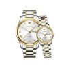 Olevs 5563 Couple Wrist Watch-Golden Silver White