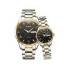 Olevs 5563 Couple Wrist Watch-Golden Silver Black