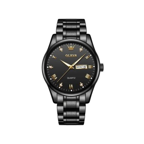 Olevs 5563 Stainless Steel Watch for Men- Black