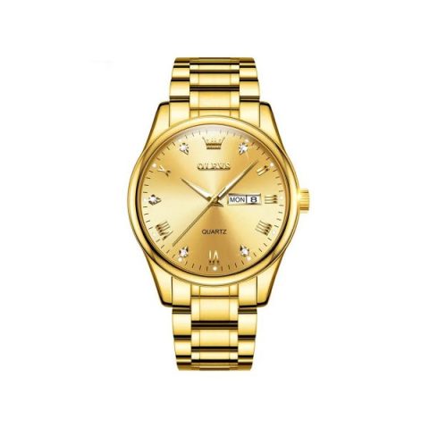 Olevs 5563 Stainless Steel Watch for Men- Golden