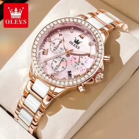 Olevs 9999 Women’s Watch-Rose Gold Pink