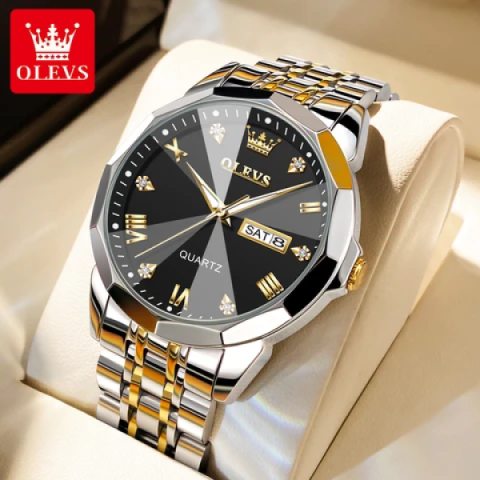 OLEVS 9931 Original For Men Watch-Golden Black