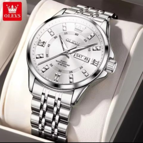 Olevs 3620 Watch For Men – Full Silver
