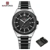 Naviforce 9212 Watch For Men-Silver Black