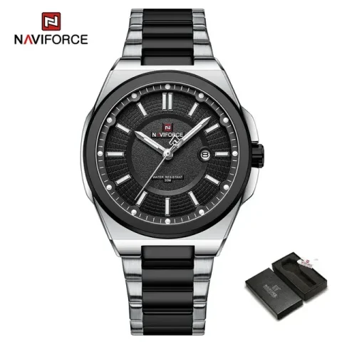 Naviforce 9212 Watch For Men-Silver Black