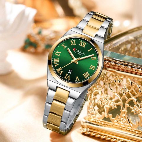 CURREN 9095 Elegant Watch Watch For Women - Silver Golden Green