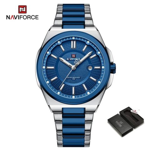 Naviforce 9212 Watch For Men-Silver Blue