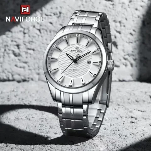 Naviforce 8032 Watch for Men-Silver White