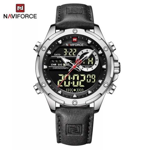 Naviforce 9208 Watch For Men-Silver Black