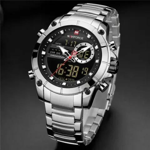 Naviforce 9163 Watch For Men-Silver