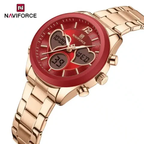 Naviforce 5045 Watch For Women – Rose Gold and Red