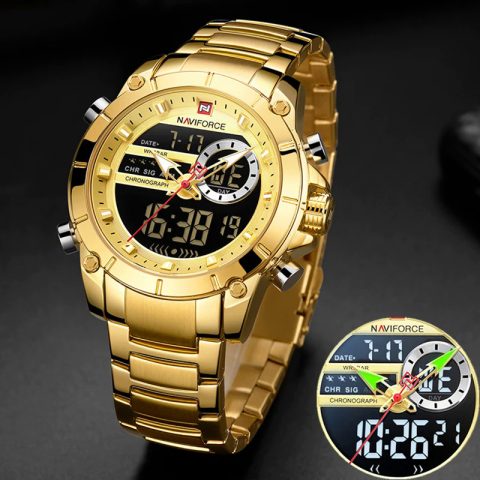 Naviforce 9163 Watch For Men-Golden