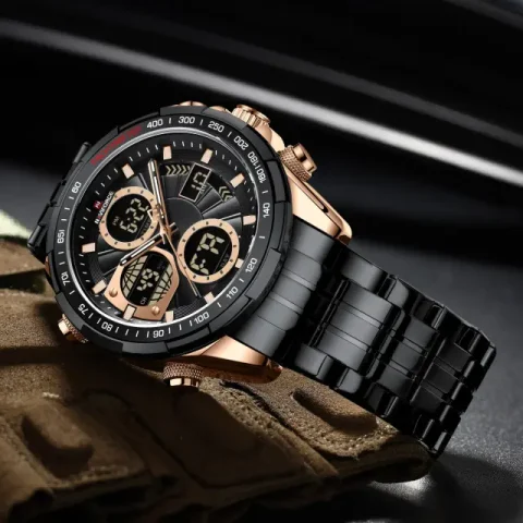 Naviforce 9197 Chain Watch For Watch–Black