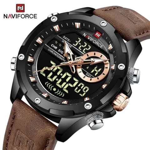 Naviforce 9208 Watch For Men-Black Chocolate