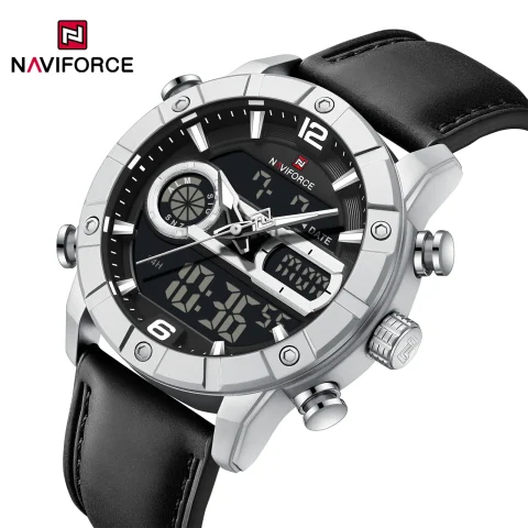 Naviforce 9263 Watch For Men-Silver Black