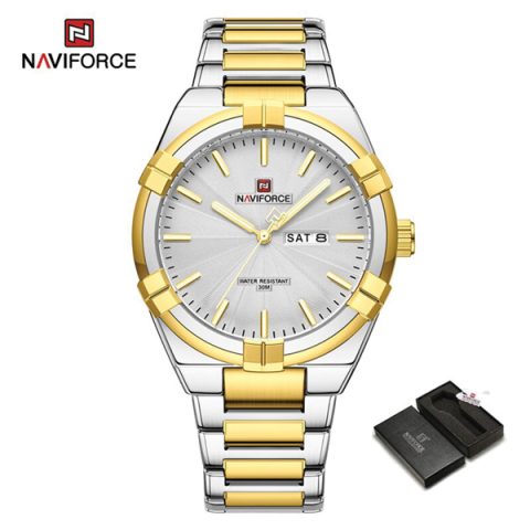 Naviforce 9218 Watch For Men-Gold White