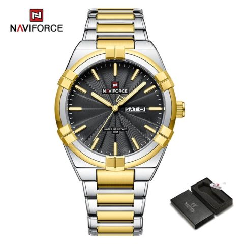 Naviforce 9218 Watch For Men-Golden Black