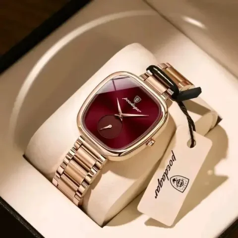 783 Poedagar Unique Design Watch For Women - Rose Gold & Red