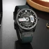 CURREN 8301 PU Leather Quartz Watch for Men-Black & Greenish