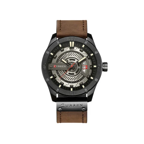 CURREN 8301 PU Leather Quartz Watch for Men-Light Brown