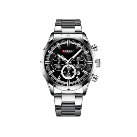 CURREN 8355 Watch for Men-Silver & Black