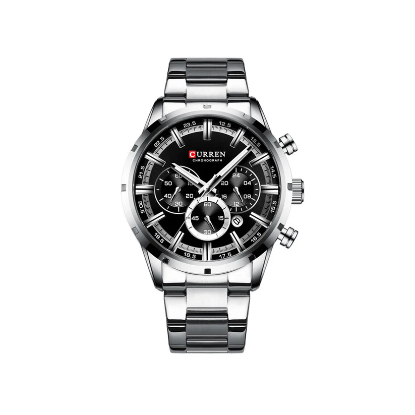 CURREN 8355 Watch for Men-Silver & Black