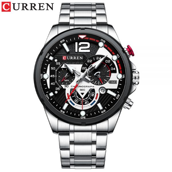 CURREN 8395 Luxury Brand Watch for Men-Silver & Black