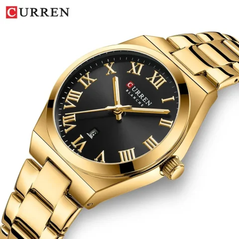 CURREN 9095 Elegant Watch Watch For Women - Golden Black