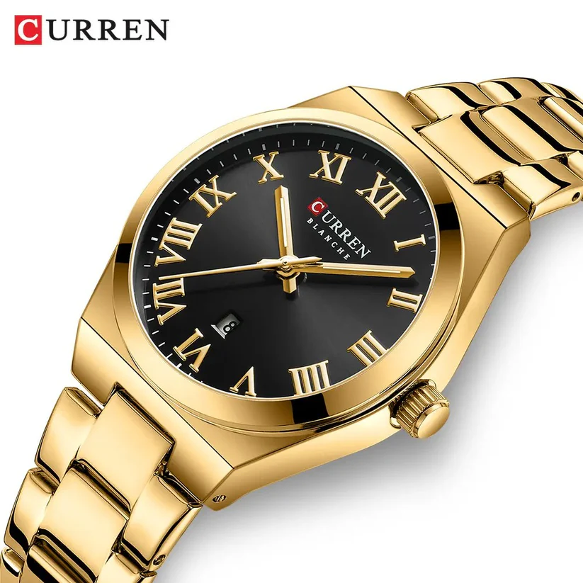 CURREN 9095 Elegant Watch Watch For Women - Golden Black