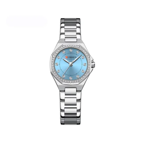 CURREN 9100 Watch For Men-Silver Sky Blue