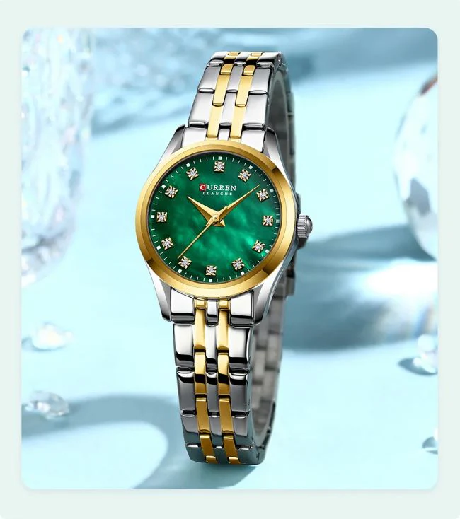 Curren 9111 Orginal Woman Watch-Silver Green Curren 9111 Orginal Woman Watch-Silver Green