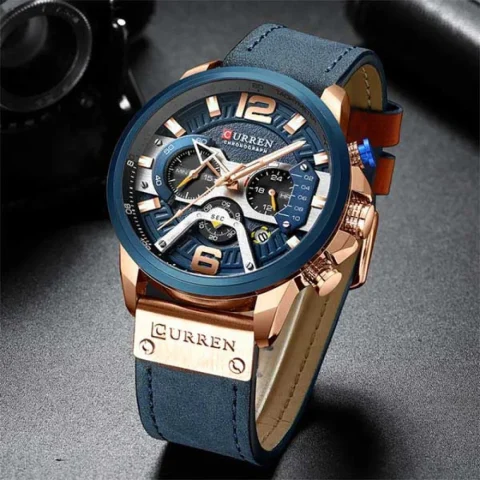 CURREN 8329 Watch for Men-Rose Blue