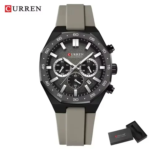 Curren 8489 Watch For Men Silicon Belt-Gray