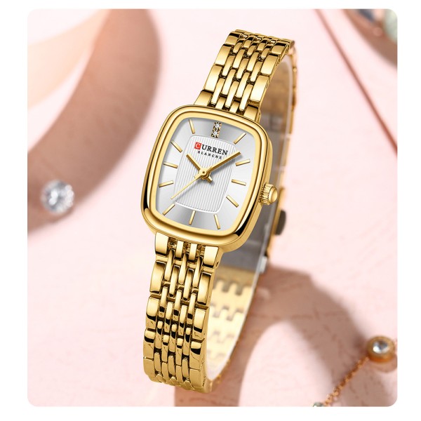 Curren 9093 Women Watch-Golden White