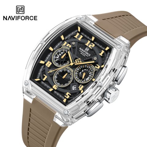 Naviforce 6118 Watch For Men-Silver Brown