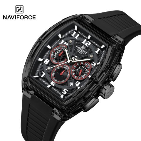 Naviforce 6118 Watch For Men-Silver Red