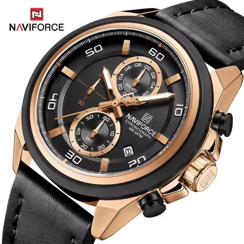 Naviforce 8075 Watch For Men-Black Rose