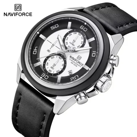 Naviforce 8075 Watch For Men-Black White