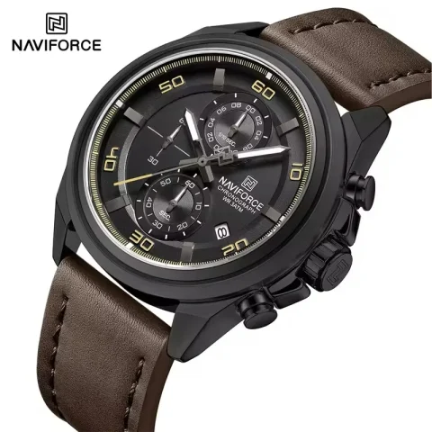 Naviforce 8075 Watch For Men-Dark Brown Black