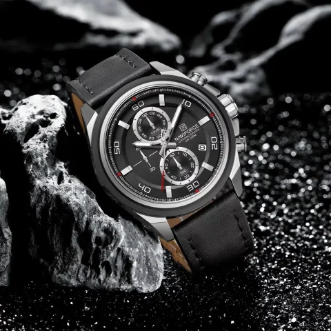 Naviforce 8075 Watch For Men- Silver Black