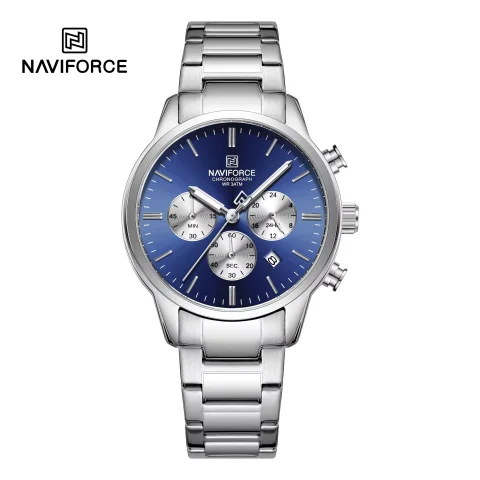 Naviforce 8076 Watch For Men-Silver Blue