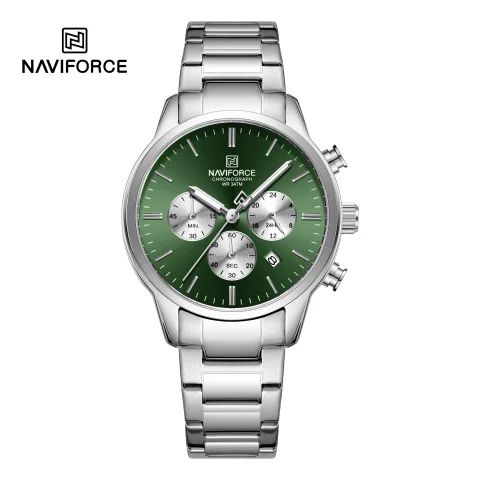 Naviforce 8076 Watch For Men-Silver Green